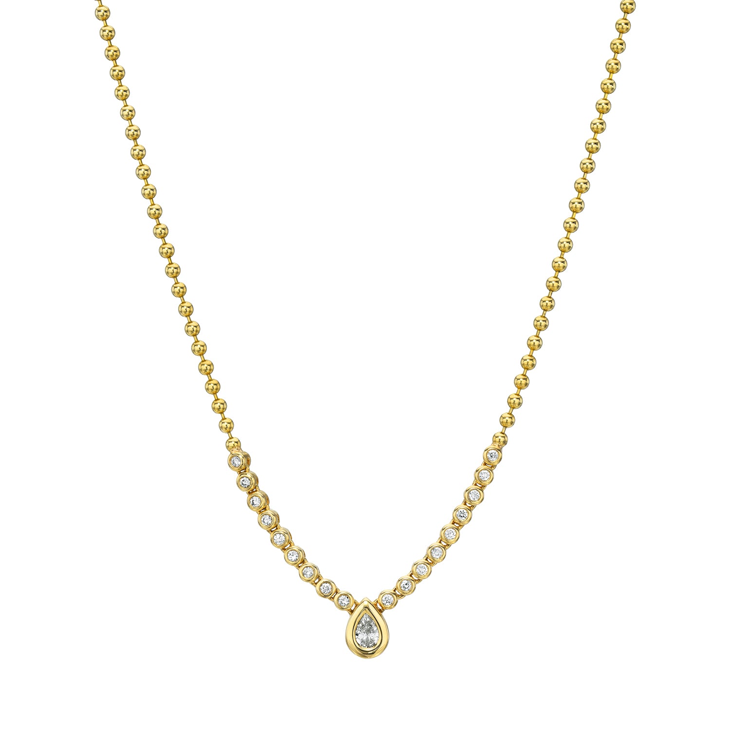 Diamond Pear Bezel Necklace