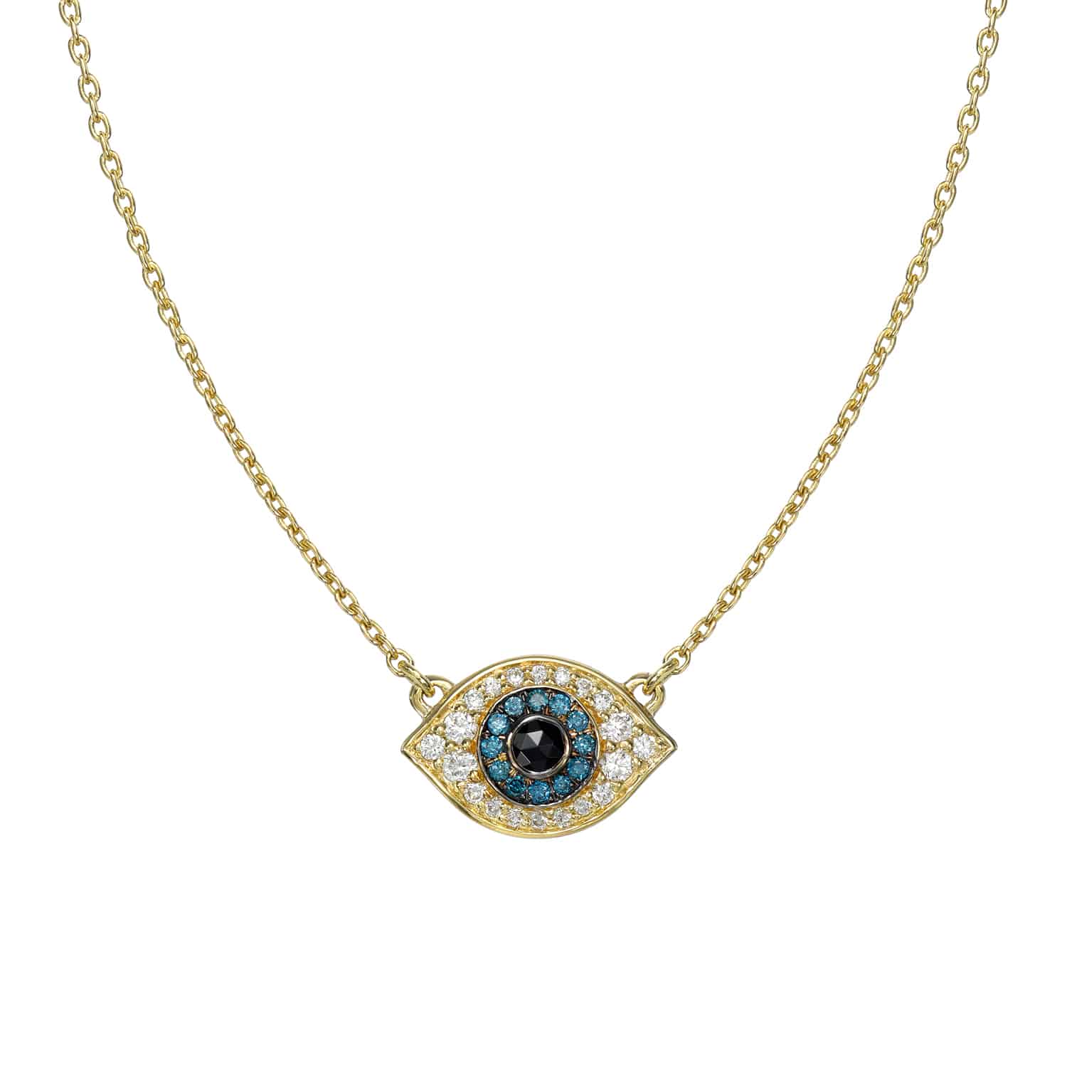 Mini Blue Diamond Evil Eye Necklace