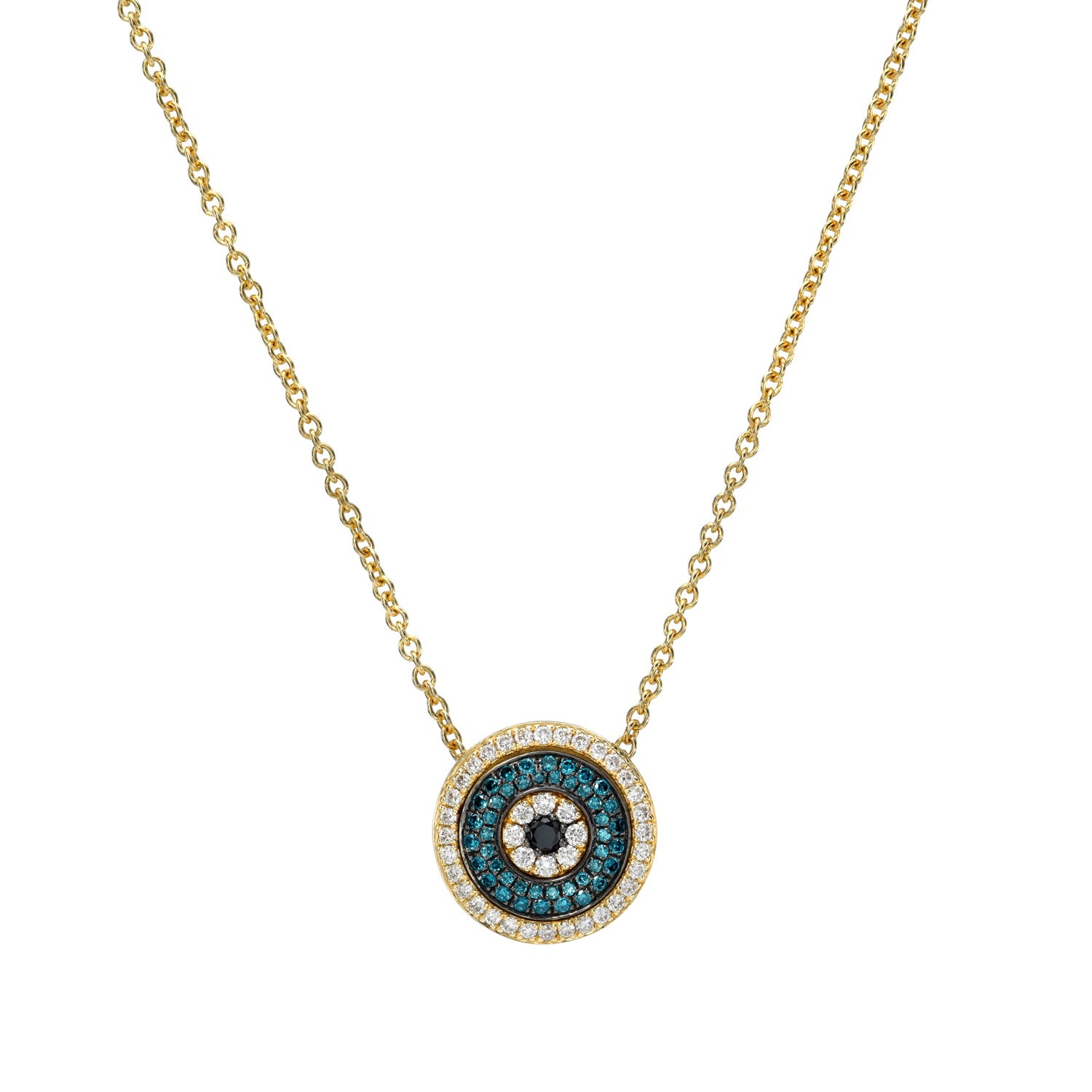 Round Blue Diamond Evil Eye Necklace