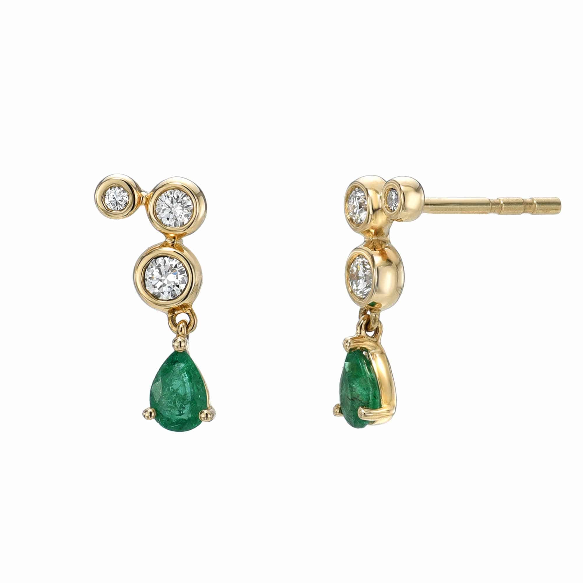 Emerald & Diamond Drop Earrings
