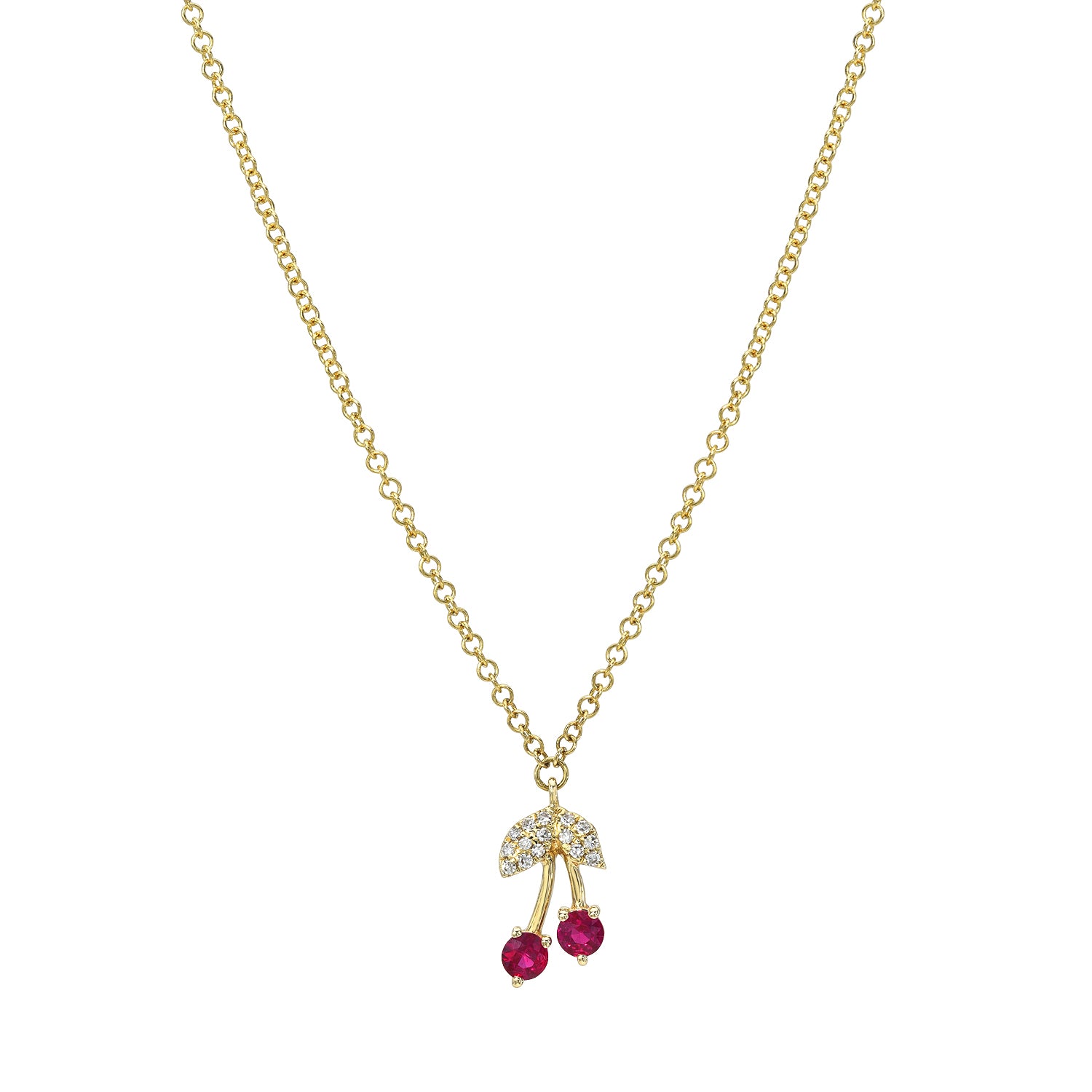 Ruby Diamond Cherry Necklace