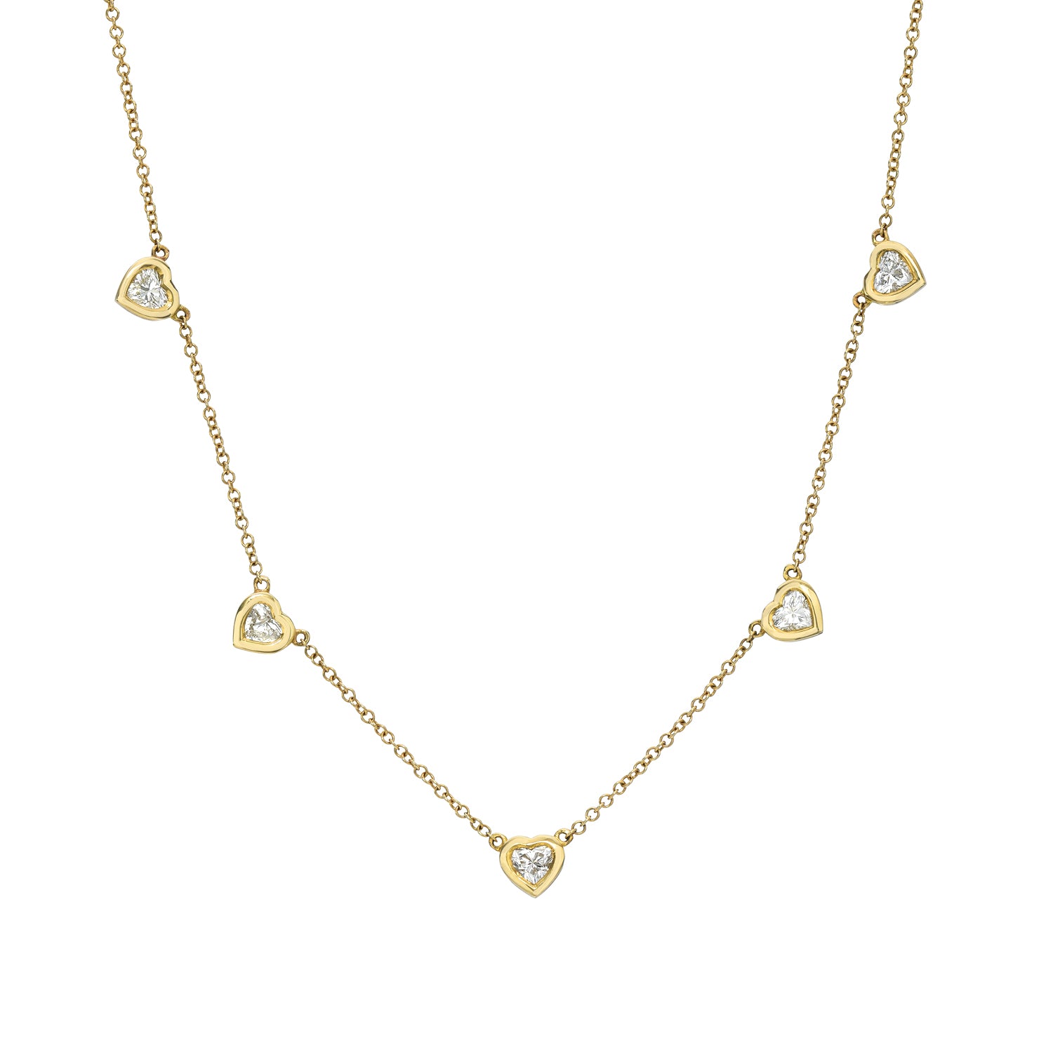 Heart-Shaped Diamond Station Necklace